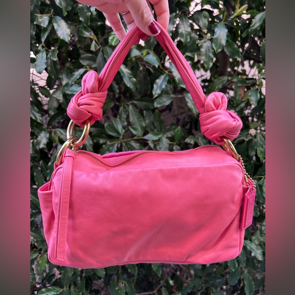 SOLD—Coach Parker Coral Pink Leather Shoulder Bag J0893-13218 Gold Hardware